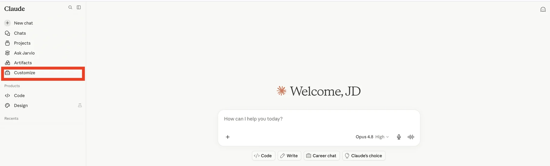 Claude.ai's Customize → Connectors panel with the + button menu open, showing the Add custom connector option highlighted